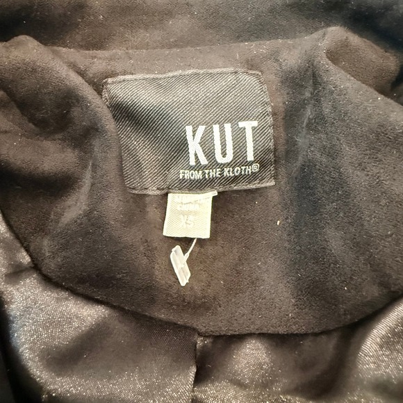 KUT FROM THE KLOTH Black Brown Faux Suede Moto Jacket Asymmetrical Zip Size XS - Picture 3 of 7